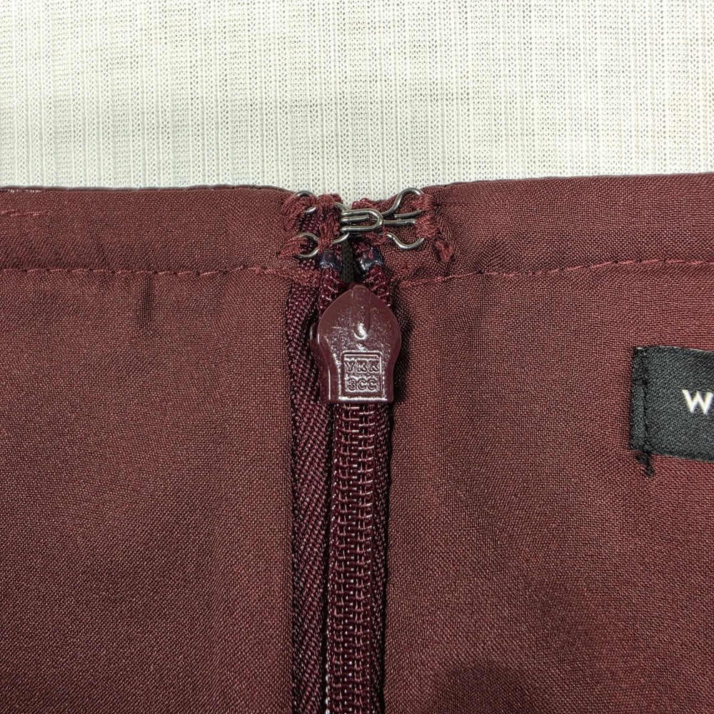 White House Black Market Maroon Faux Suede Boot Skirt Size 10 NWT Smart Casual - Picture 11 of 12